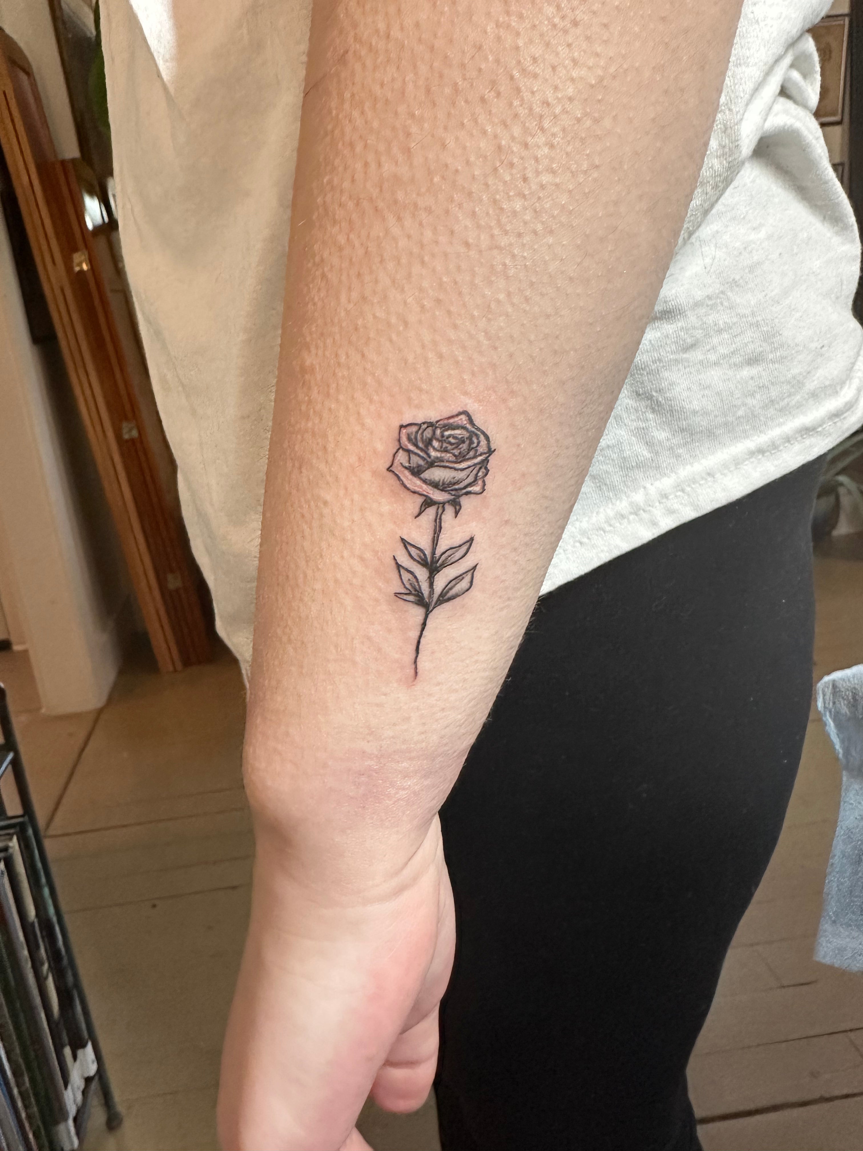 single stem rose tattoo